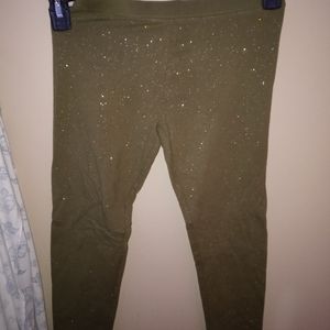Kid green leggings with sparkles